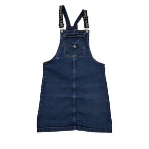 Calvin Klein Jeans Women Denim Overall Dress Blue CK Logo‎ Size L G G